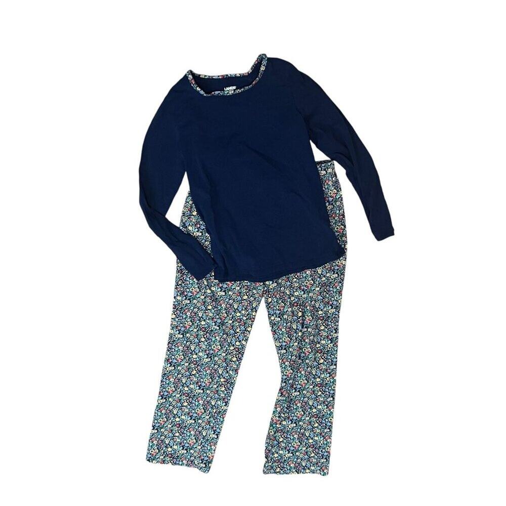 Lands' End Knit Pajama Set Long Sleeve T-Shirt and Pants Womens Xsmall